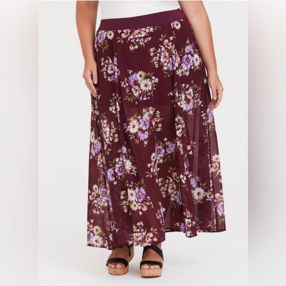 Torrid Sz. 1 (1X/14-16) Maxi sheer Chiffon High Waisted Skirt